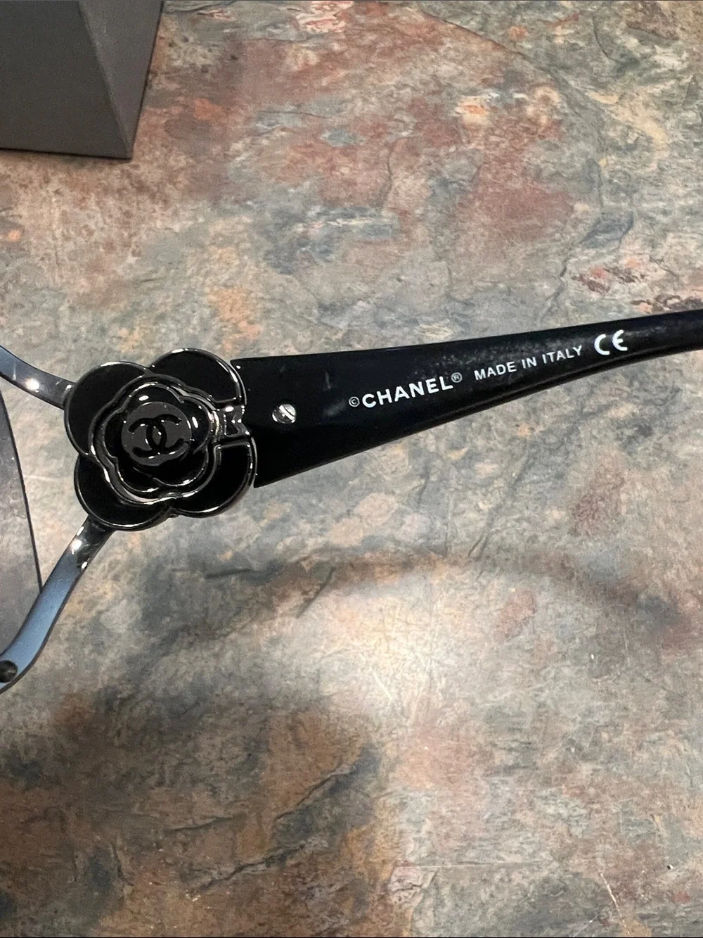 Vintage CHANEL Black Shield Sunglasses with Gradient Lenses